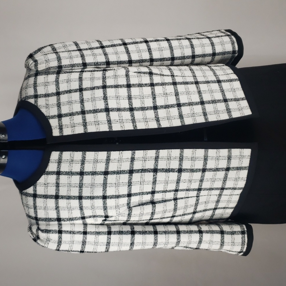 Jones Studio Separates 3/4 sleeve office blazer suit jacket black/white check
